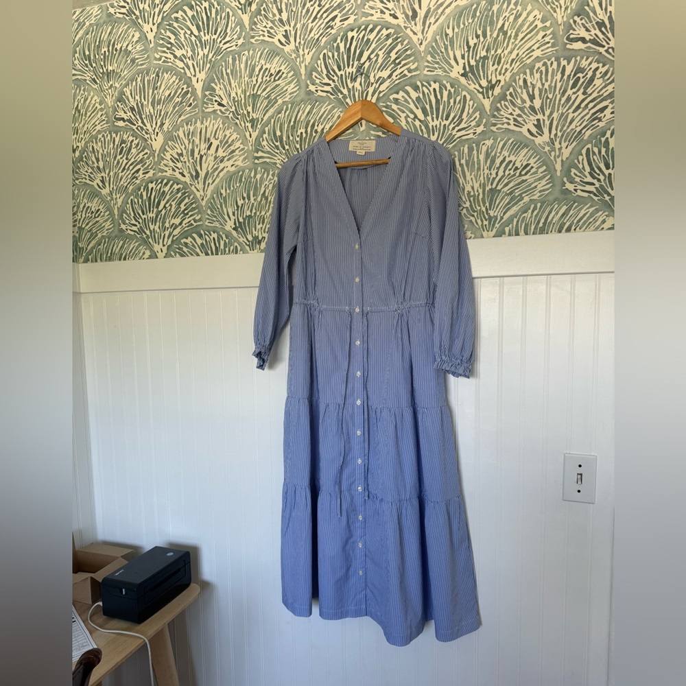 Trovata Birds of Paradis Blue and White Striped Ainsley B Dress in Women’s S - Picture 2 of 5
